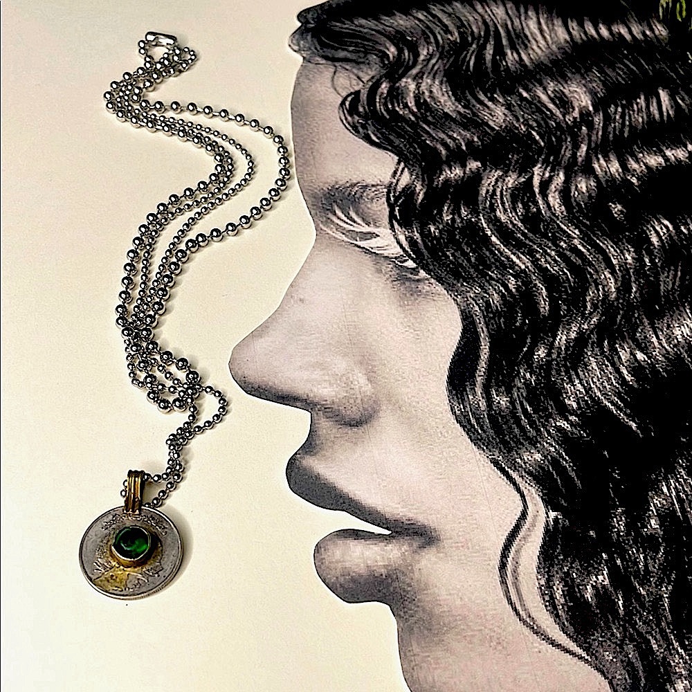 Elegant Silver and Gold Vintage Coin Pendant Necklace